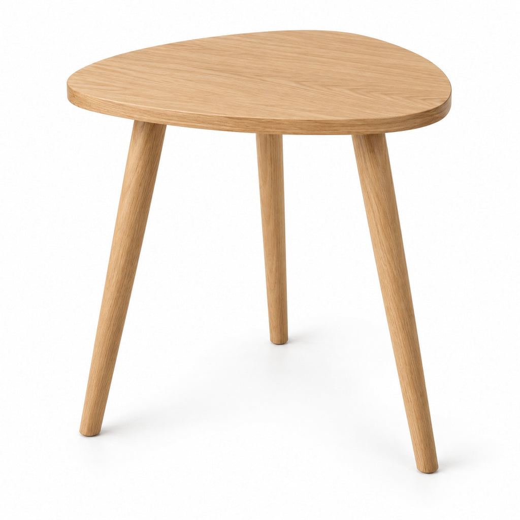 Rounded Triangle Oak Side Table with Tapered Legs