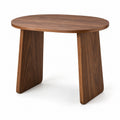 Walnut Oval Side Table with Twin Panel Base