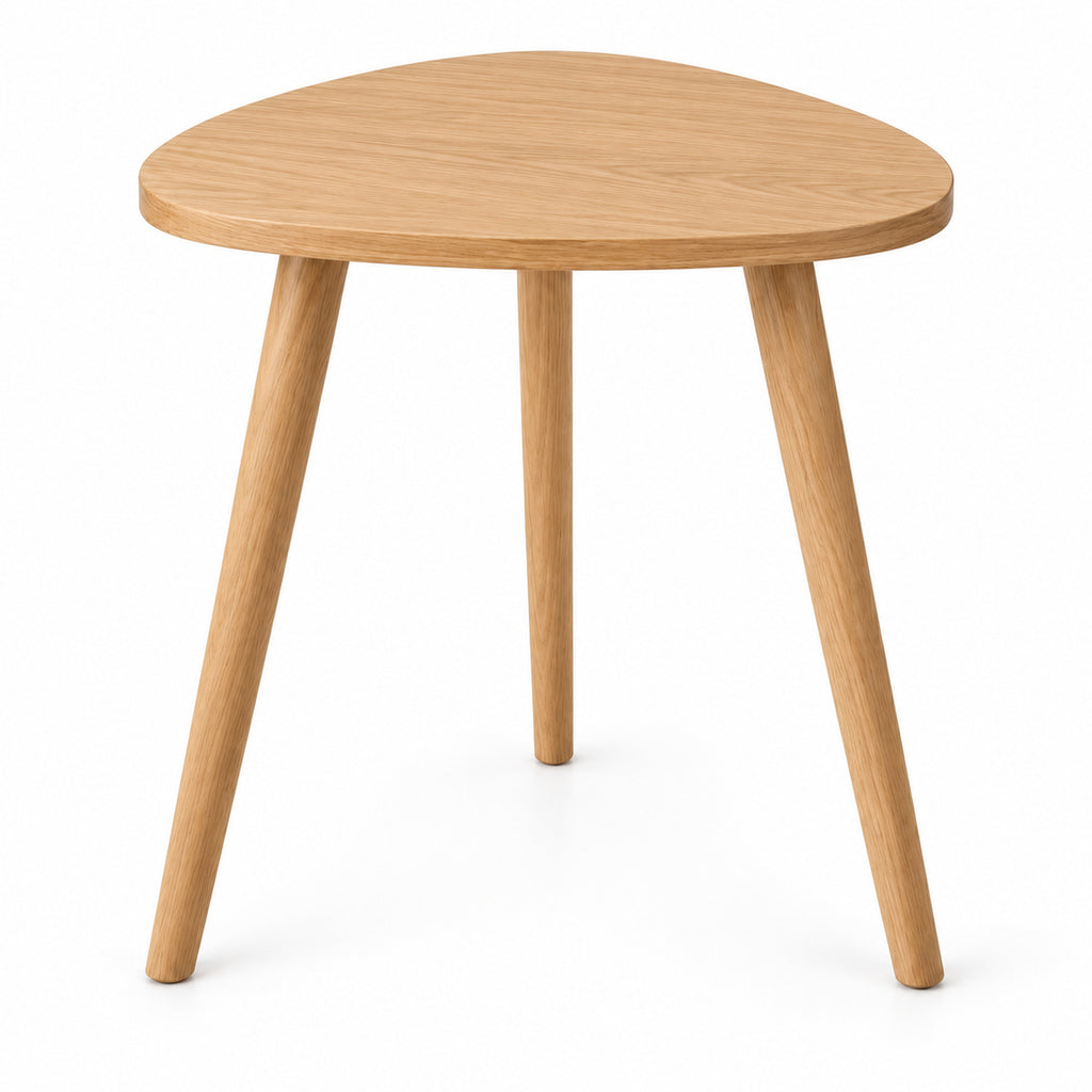 Rounded Triangle Oak Side Table with Tapered Legs