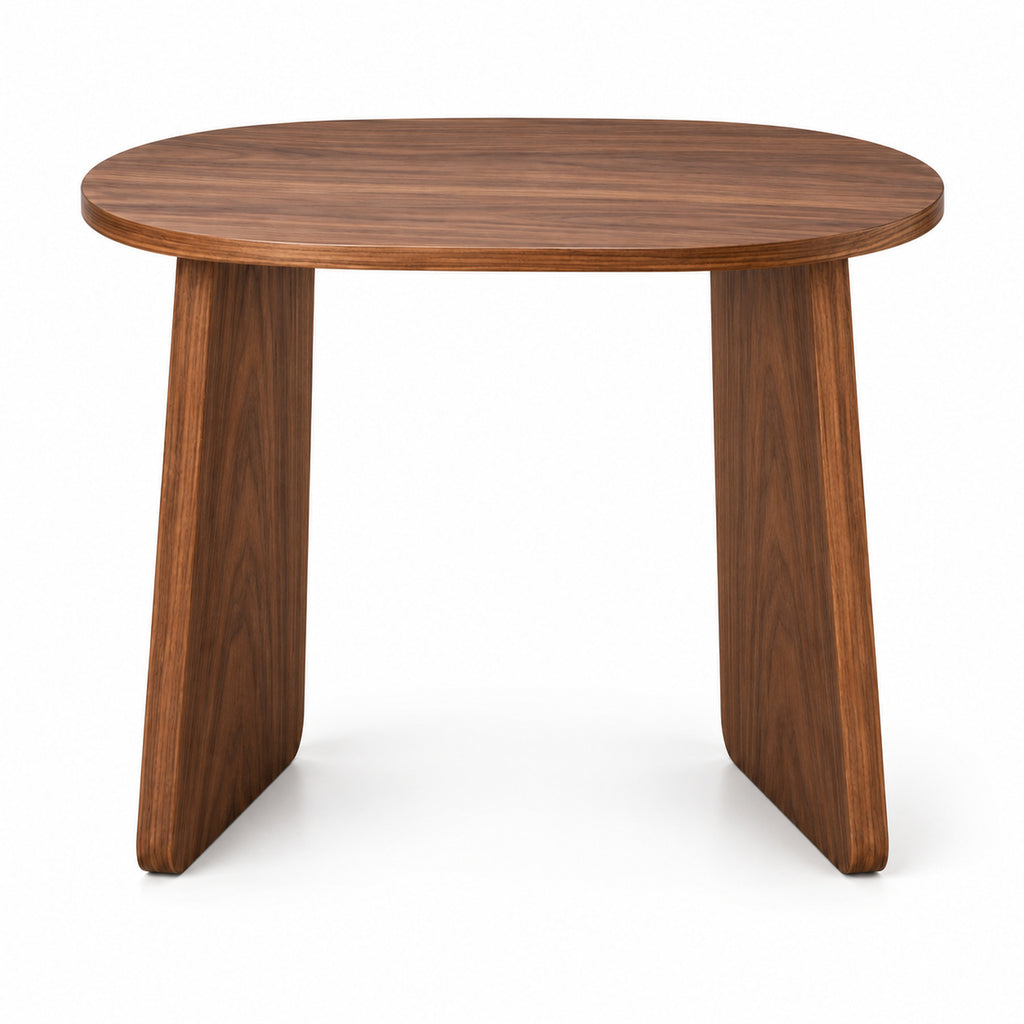 Walnut Oval Side Table with Twin Panel Base