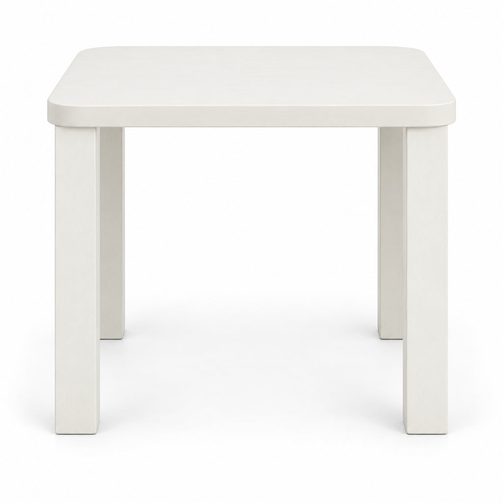 Warm White Soft-Square Side Table with Block Legs