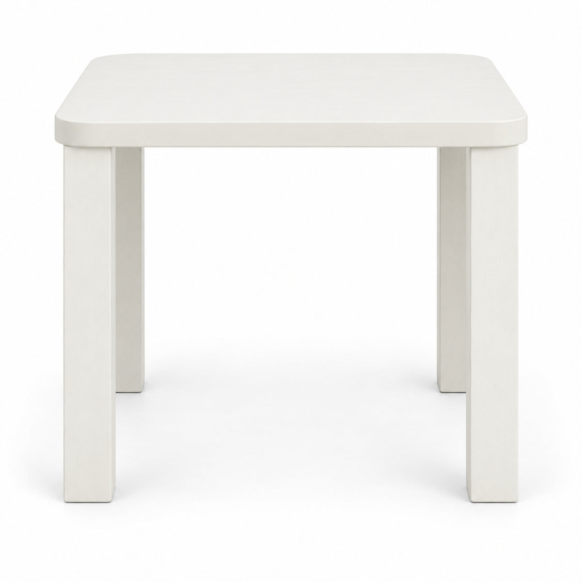 Warm White Soft-Square Side Table with Block Legs