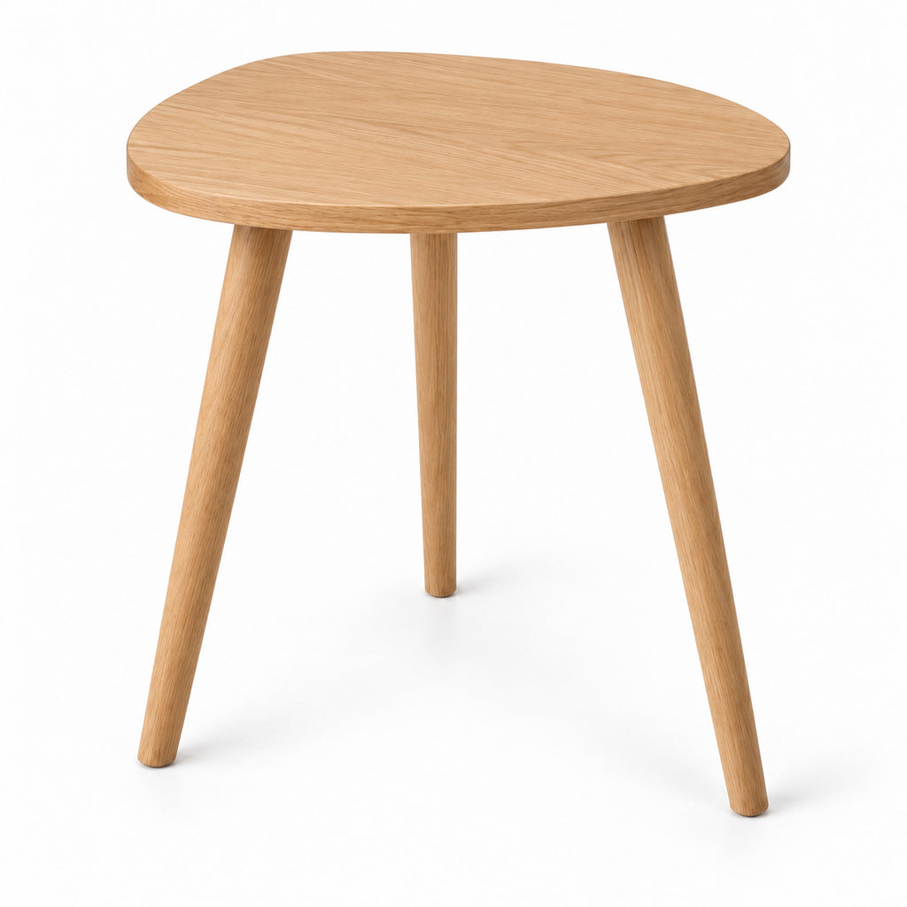 Rounded Triangle Oak Side Table with Tapered Legs