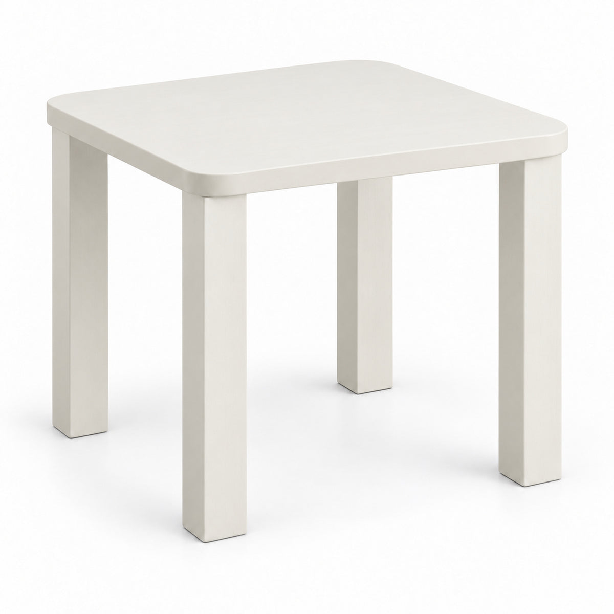Warm White Soft-Square Side Table with Block Legs