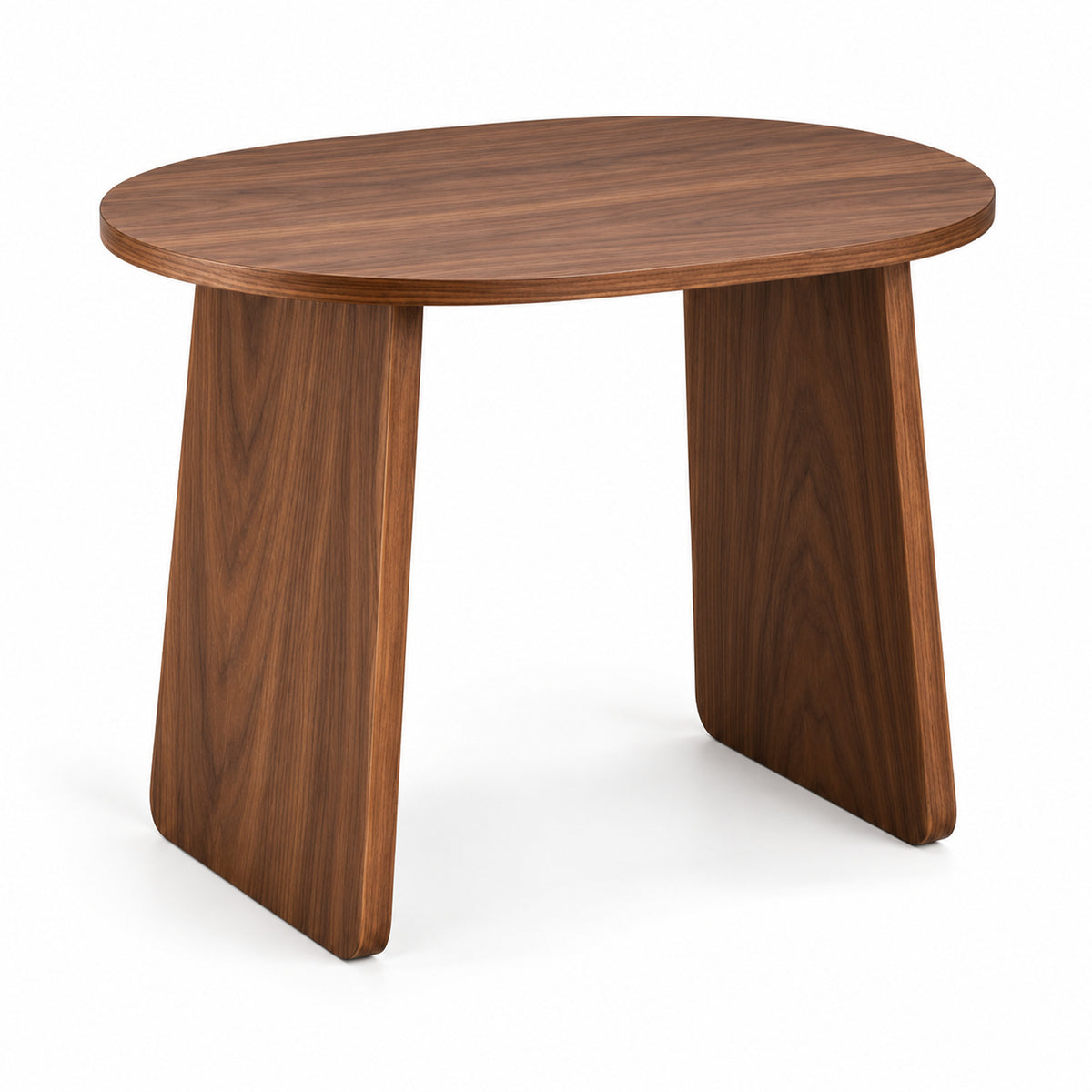 Walnut Oval Side Table with Twin Panel Base