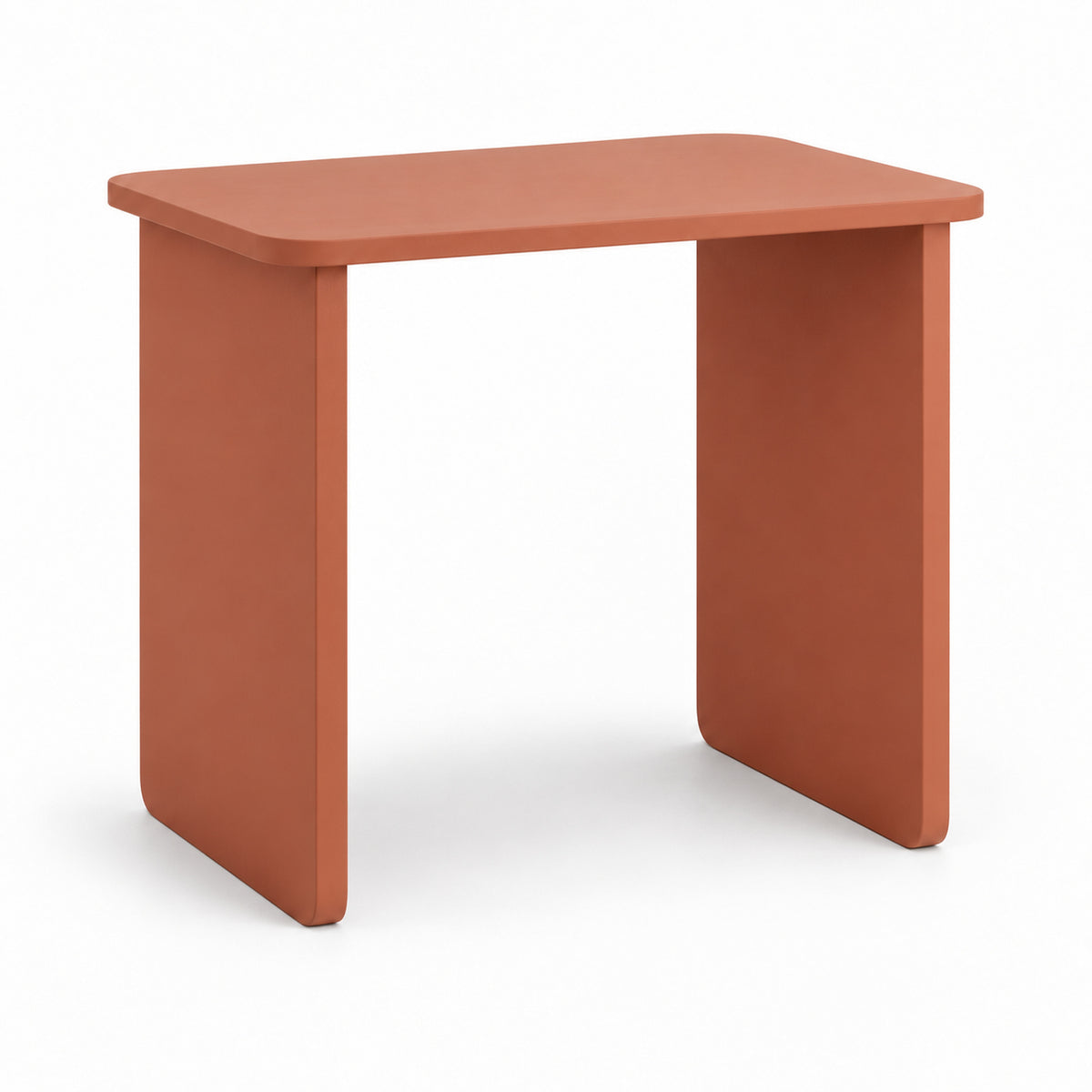 Clay Rounded-Rectangle Side Table with End Panels