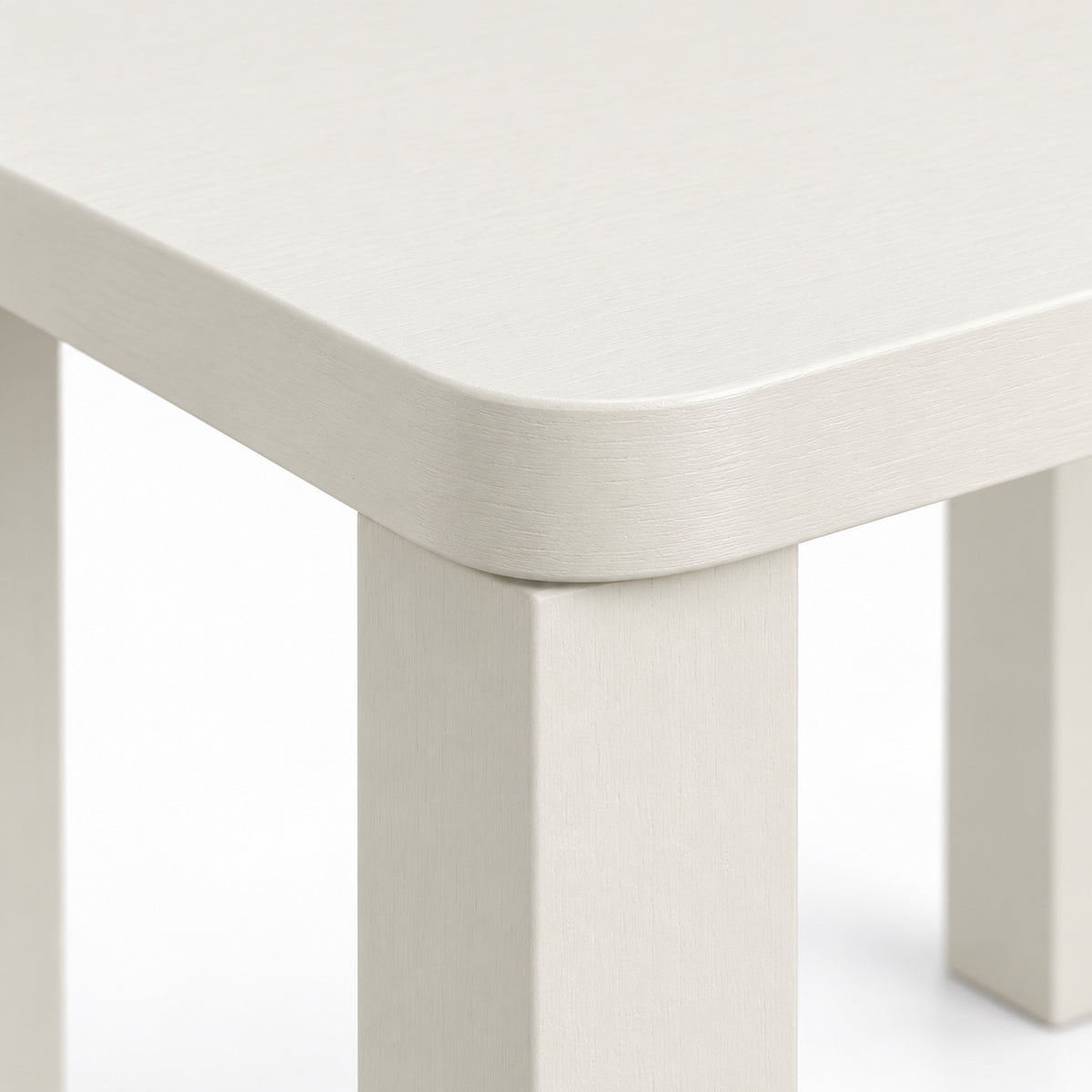 Warm White Soft-Square Side Table with Block Legs