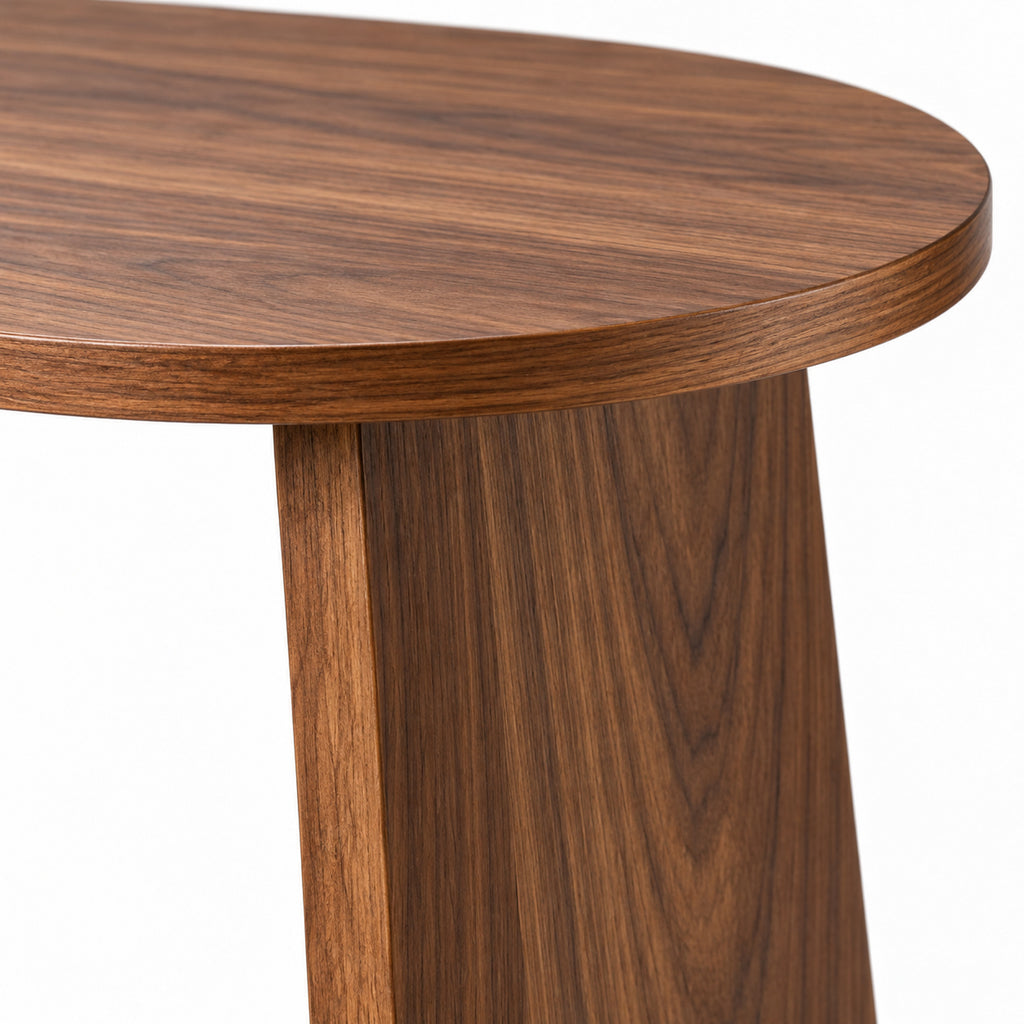 Walnut Oval Side Table with Twin Panel Base