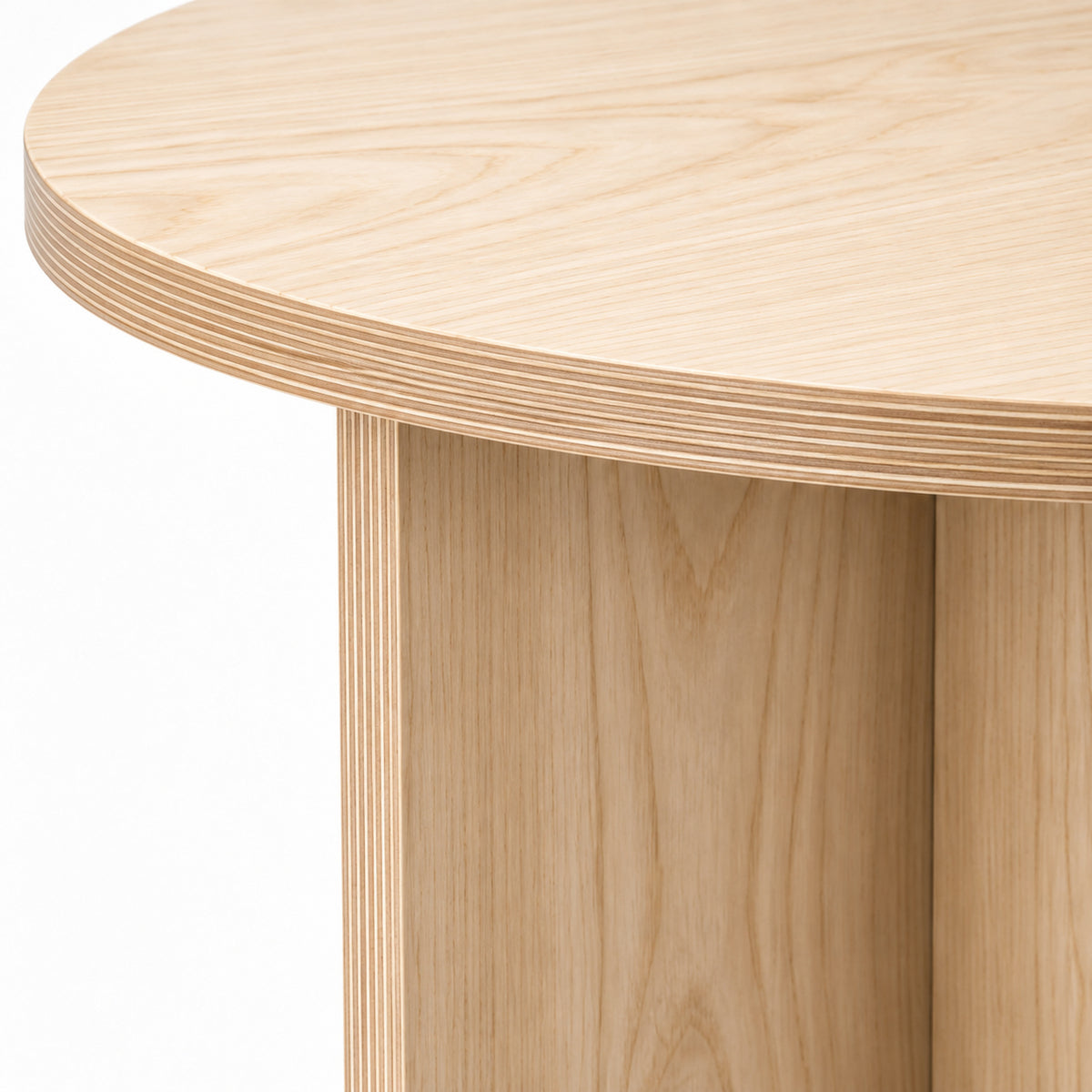Round Ash Side Table with Interlocking Cross Base