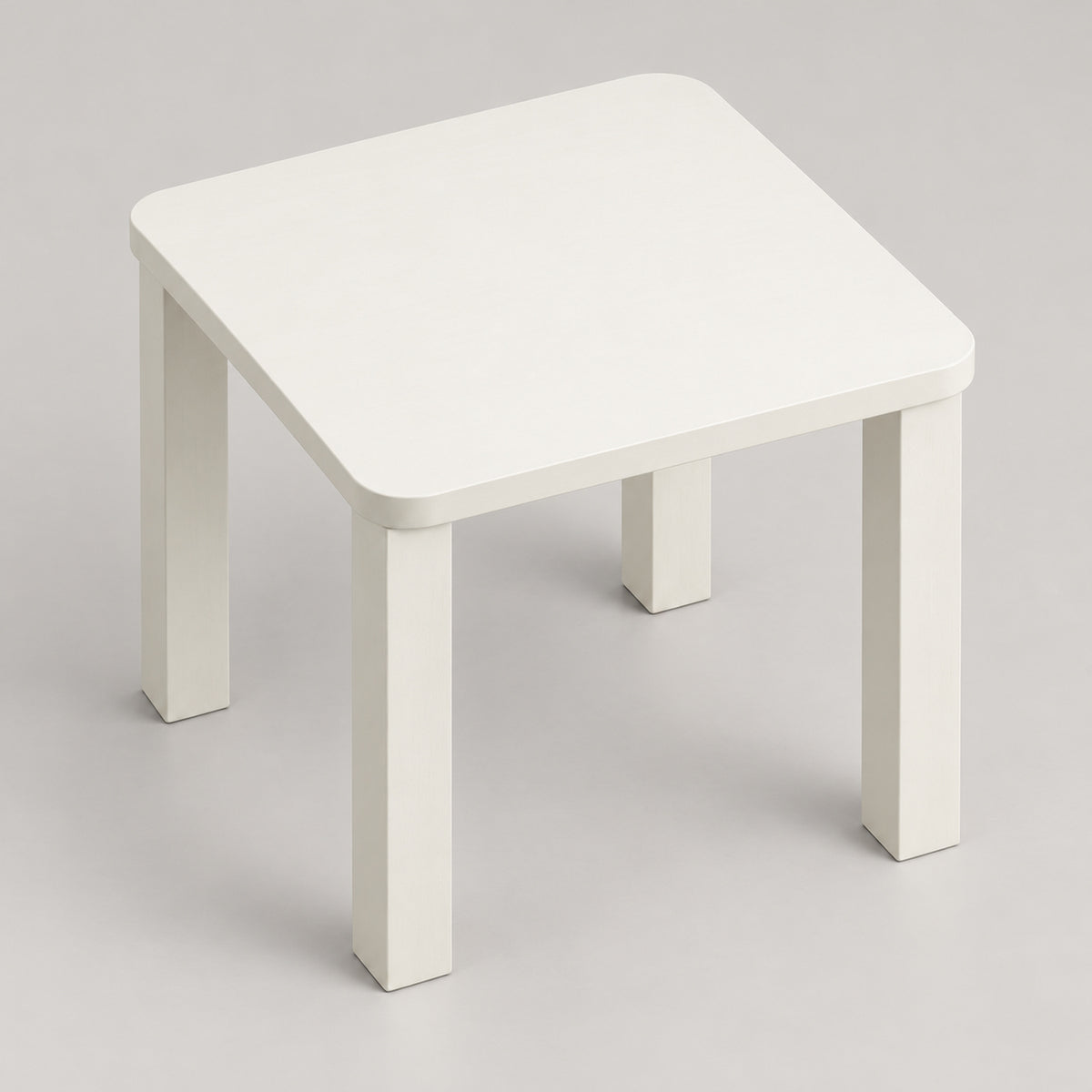 Warm White Soft-Square Side Table with Block Legs